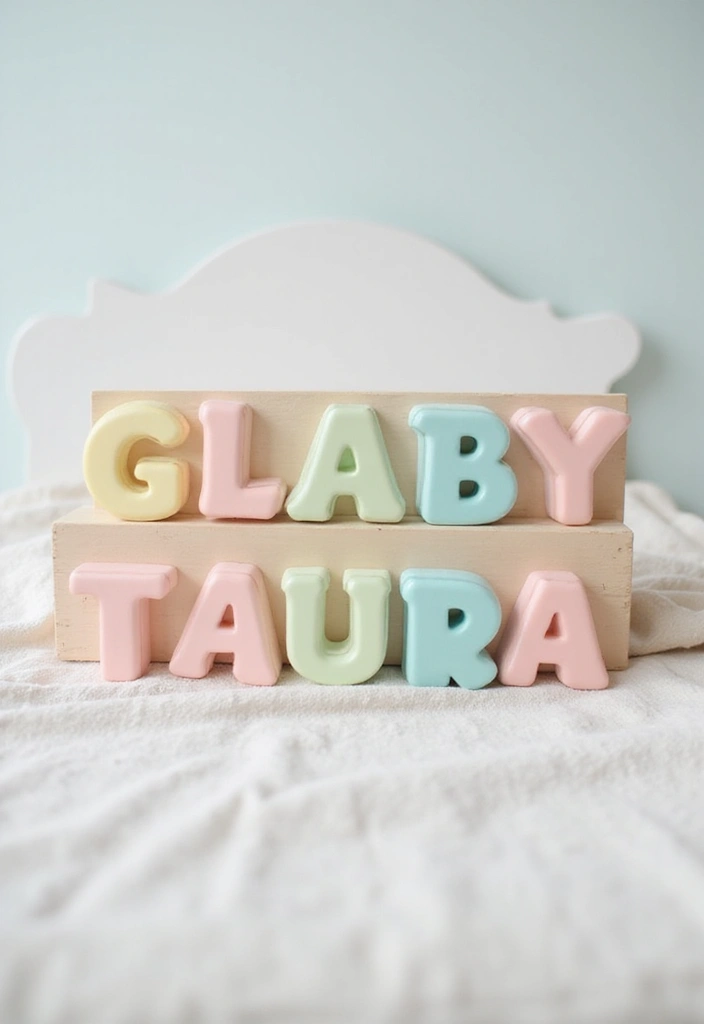28 Wood Letter Painting Ideas That Personalize Your Space Beautifully - 23. Peaceful Pastels