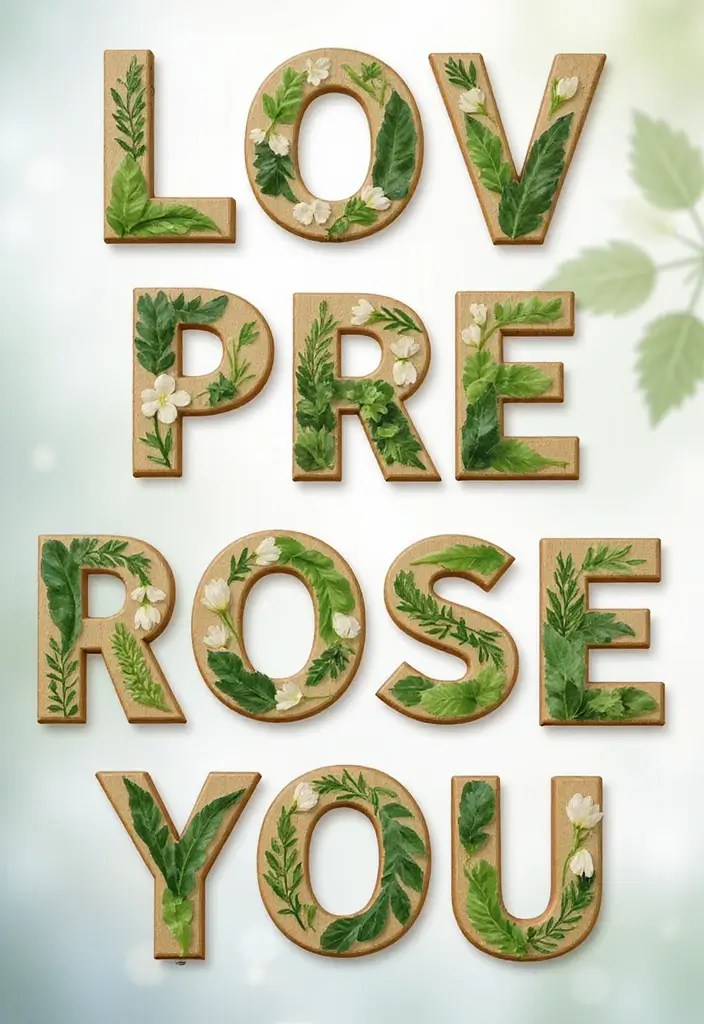 28 Wood Letter Painting Ideas That Personalize Your Space Beautifully - 4. Nature-Inspired Motifs