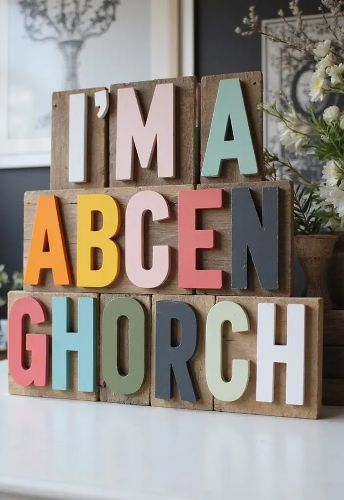 28 Wood Letter Painting Ideas That Personalize Your Space Beautifully - 5. Monochrome Magic