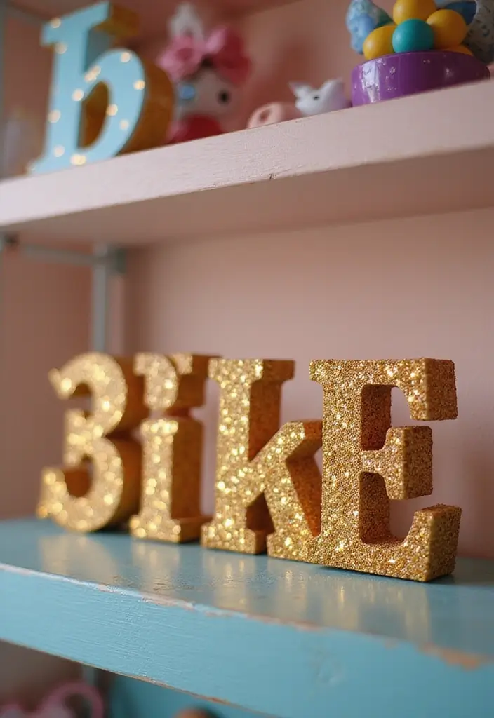 28 Wood Letter Painting Ideas That Personalize Your Space Beautifully - 6. Glitter and Glam