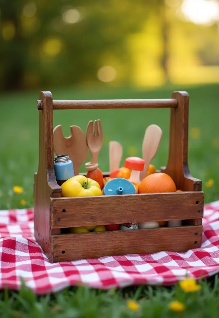 28 Wooden Tool Box Ideas That Are Practical and Stylish 121 28 Wooden Tool Box Ideas That Are Practical and Stylish - 19. Outdoor Picnic Caddy