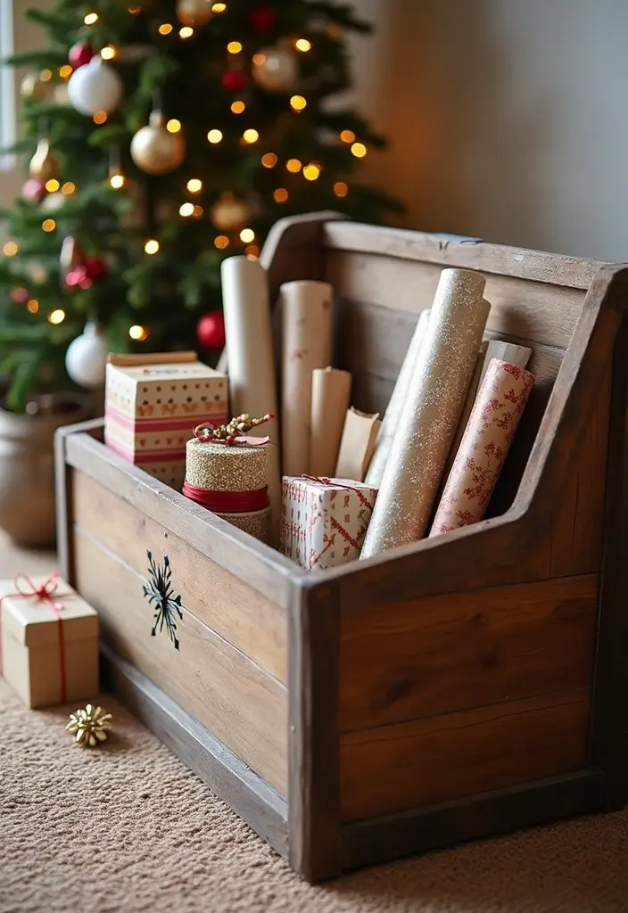 28 Wooden Tool Box Ideas That Are Practical and Stylish 148 28 Wooden Tool Box Ideas That Are Practical and Stylish - 26. Decorative Gift Wrapping Station