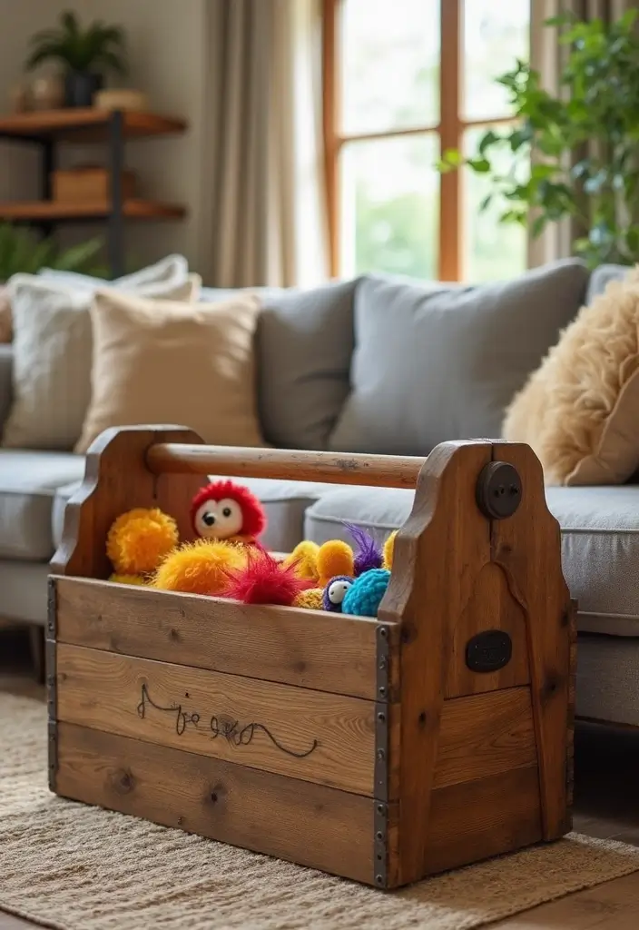 28 Wooden Tool Box Ideas That Are Practical and Stylish 57 28 Wooden Tool Box Ideas That Are Practical and Stylish - 9. Stylish Pet Toy Organizer