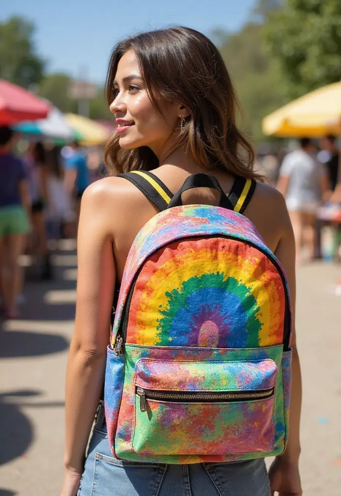 29 Backpack Painting Ideas To Stand Out At School - 14. Rainbow Brights