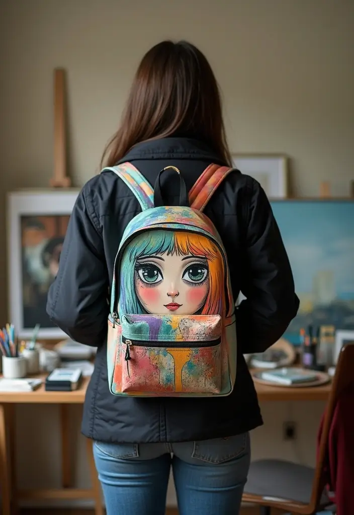 29 Backpack Painting Ideas To Stand Out At School - 15. Personal Portraits