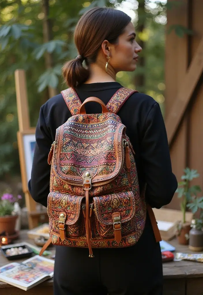 29 Backpack Painting Ideas To Stand Out At School - 17. Cultural Patterns