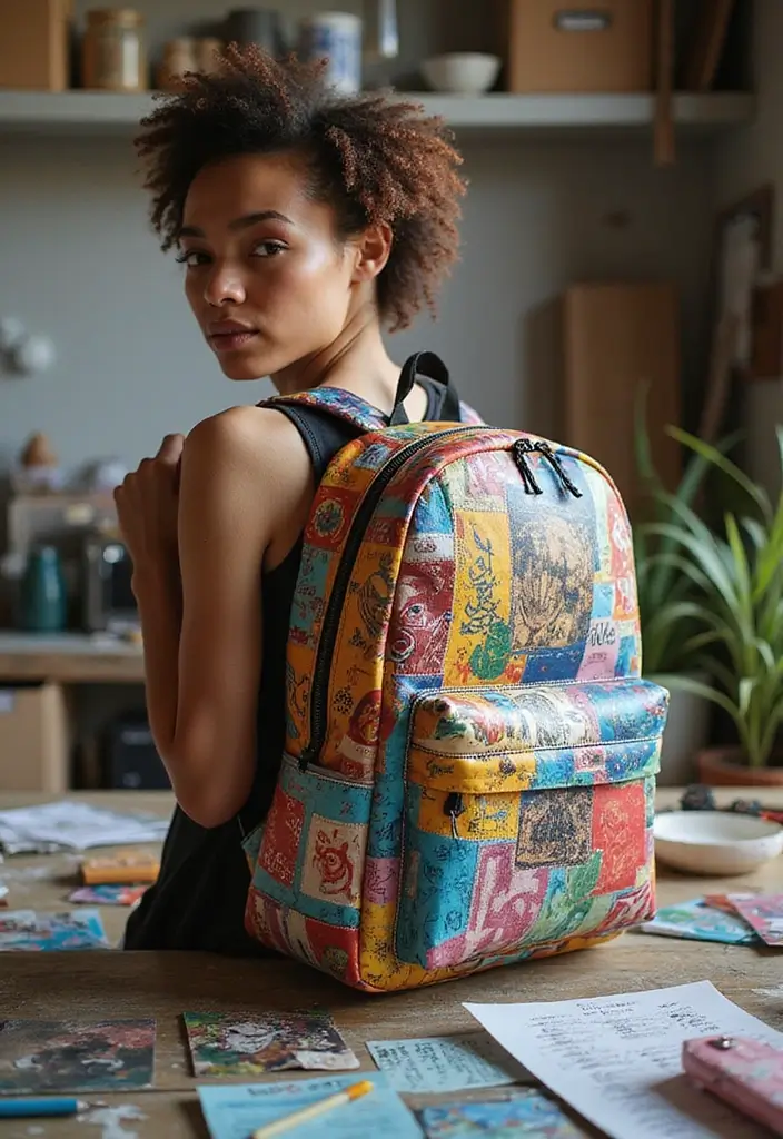 29 Backpack Painting Ideas To Stand Out At School - 20. Personalized Collage