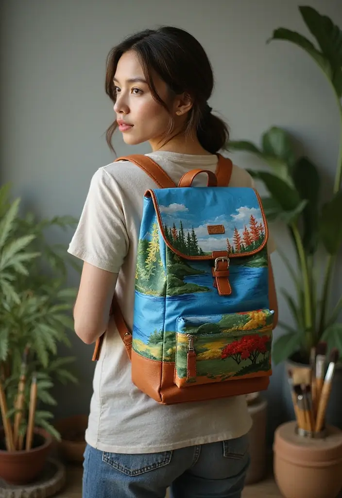 29 Backpack Painting Ideas To Stand Out At School - 21. Abstract Landscapes