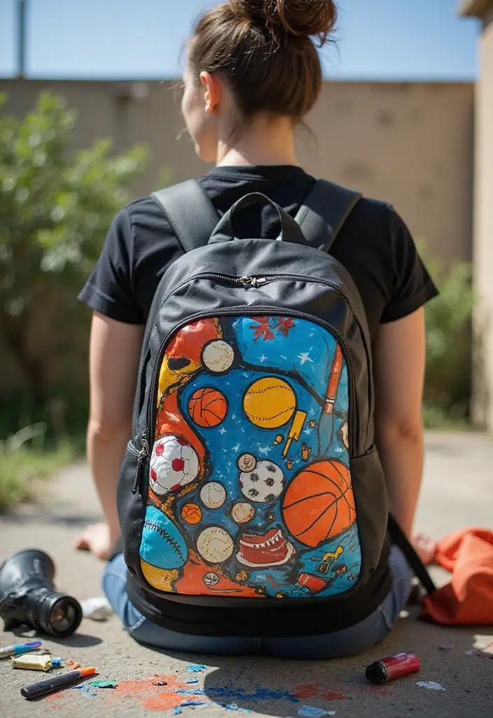 29 Backpack Painting Ideas To Stand Out At School - 22. Sports Passion