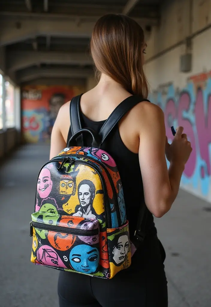29 Backpack Painting Ideas To Stand Out At School - 23. Iconic Symbols