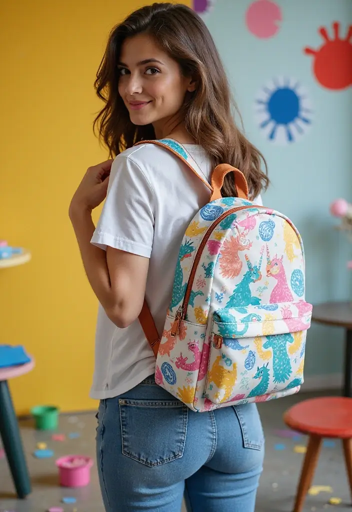 29 Backpack Painting Ideas To Stand Out At School - 24. Whimsical Creatures