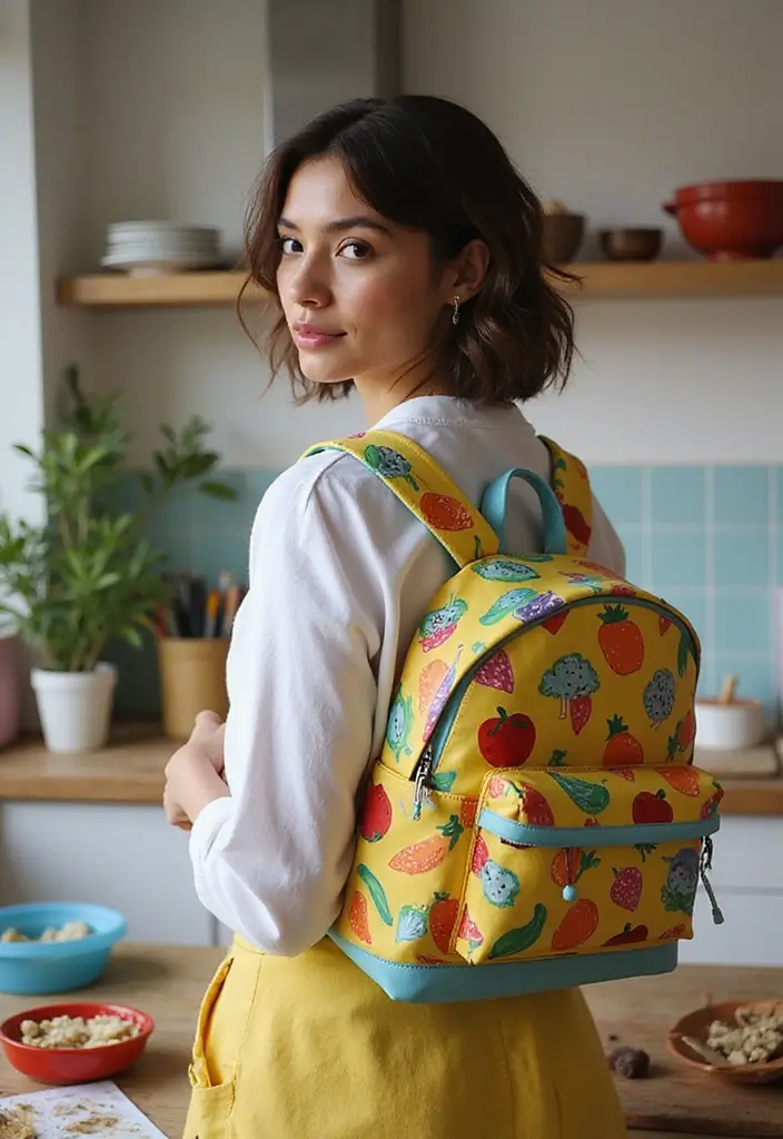 29 Backpack Painting Ideas To Stand Out At School - 26. Fun Food Art