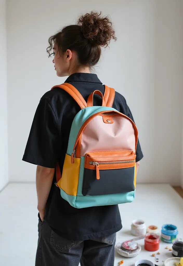 29 Backpack Painting Ideas To Stand Out At School - 29. Custom Color Blocks