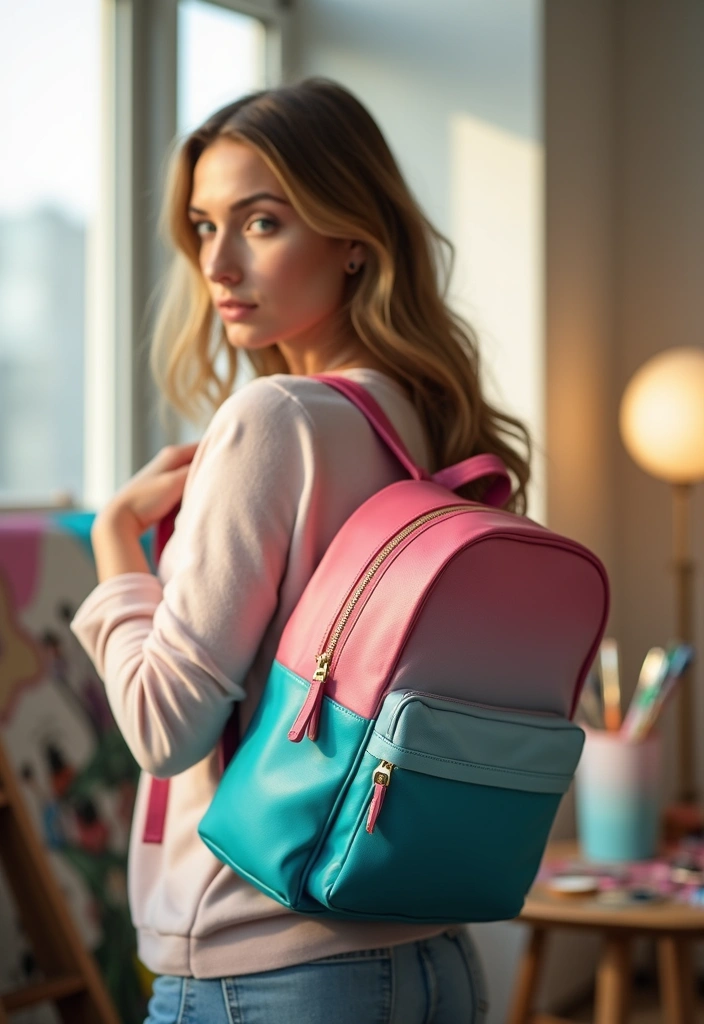 29 Backpack Painting Ideas To Stand Out At School - 7. Ombre Effects