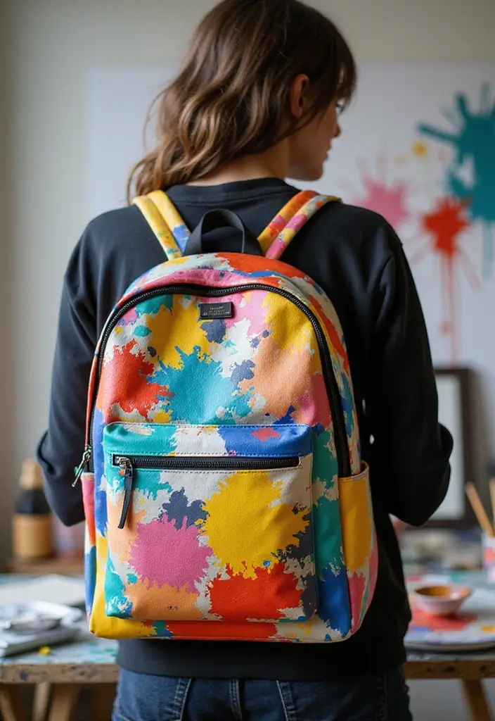 29 Backpack Painting Ideas To Stand Out At School - 9. Abstract Art