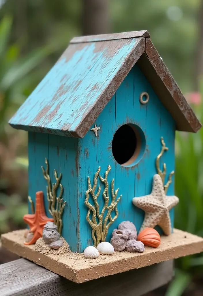 29 Bird House Painting Ideas That Add Color and Charm to Your Garden - 16. Under the Sea