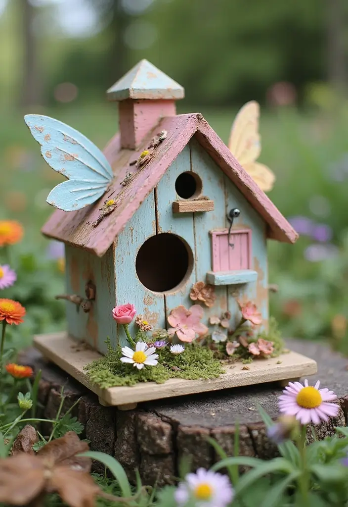 29 Bird House Painting Ideas That Add Color and Charm to Your Garden - 26. Garden Fairy House