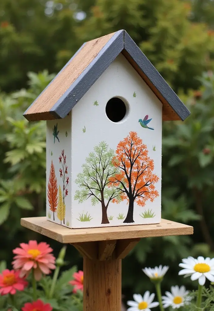 29 Bird House Painting Ideas That Add Color and Charm to Your Garden - 29. Seasonal Charm