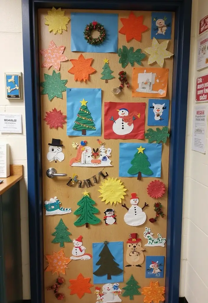 29 Class Door Decoration Ideas That Make Your Classroom Fun and Welcoming - 17. Happy Holidays