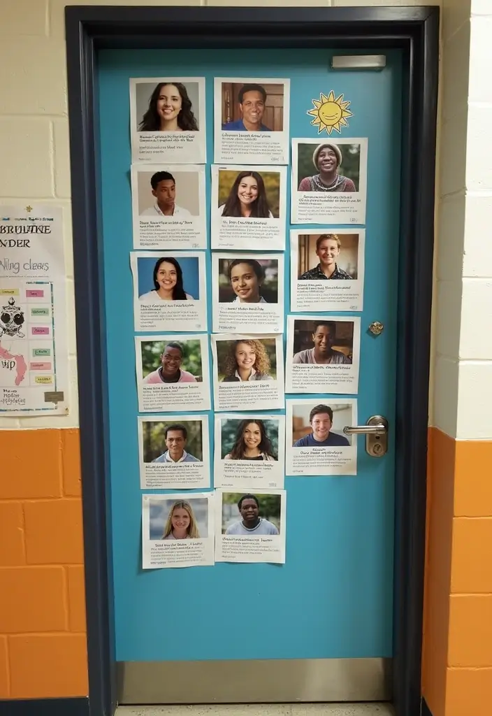 29 Class Door Decoration Ideas That Make Your Classroom Fun and Welcoming - 21. Inspiring Heroes