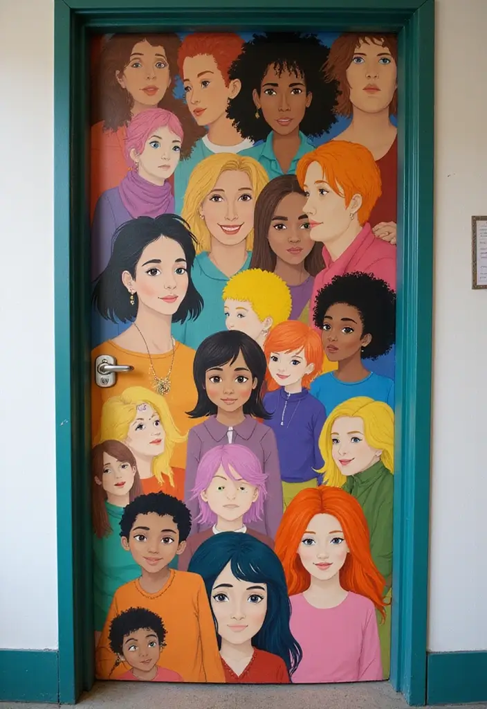 29 Class Door Decoration Ideas That Make Your Classroom Fun and Welcoming - 29. Celebrate Our Differences