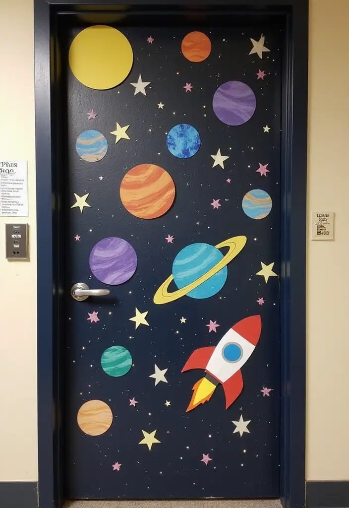 29 Class Door Decoration Ideas That Make Your Classroom Fun and Welcoming - 6. Space Odyssey
