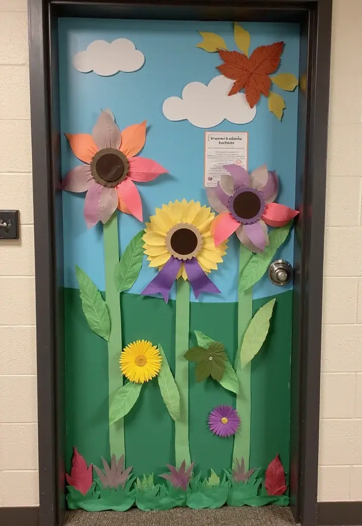 29 Class Door Decoration Ideas That Make Your Classroom Fun and Welcoming - 7. Garden of Knowledge
