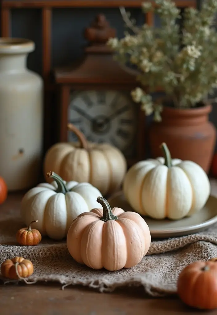 29 Cute Couple Pumpkin Painting Ideas That Are Fun Romantic and Unique - 13. Vintage Style Pumpkins