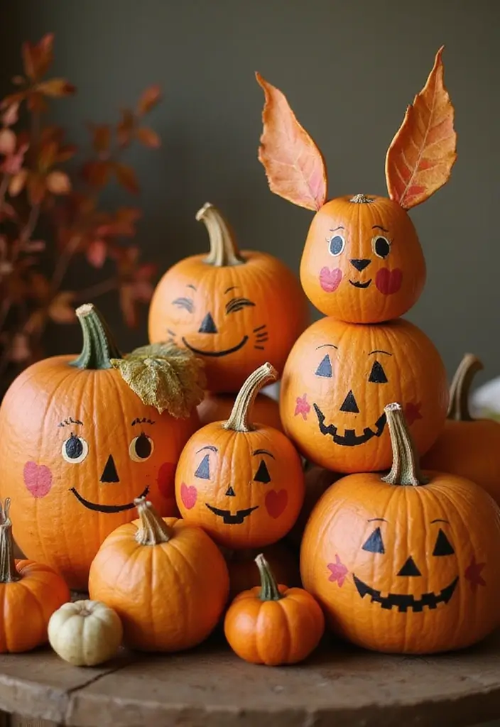 29 Cute Couple Pumpkin Painting Ideas That Are Fun Romantic and Unique - 16. Pumpkin and Gourd Family