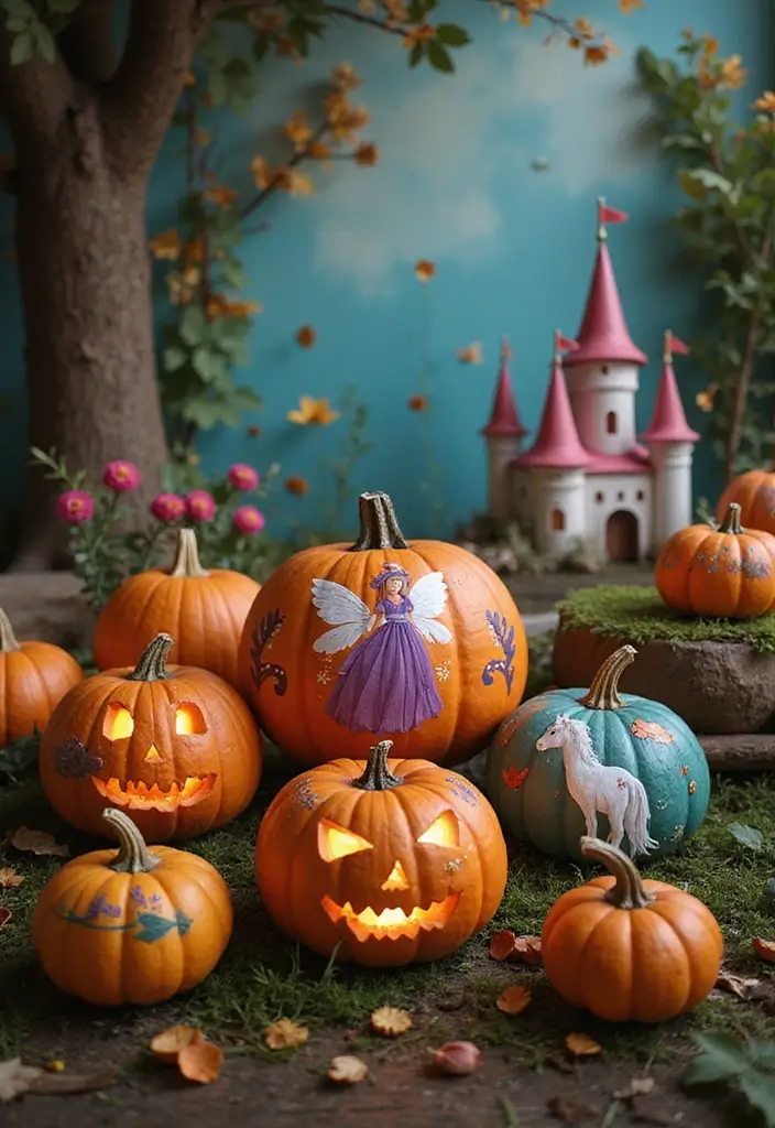 29 Cute Couple Pumpkin Painting Ideas That Are Fun Romantic and Unique - 18. Magical Fairy Tale Pumpkins