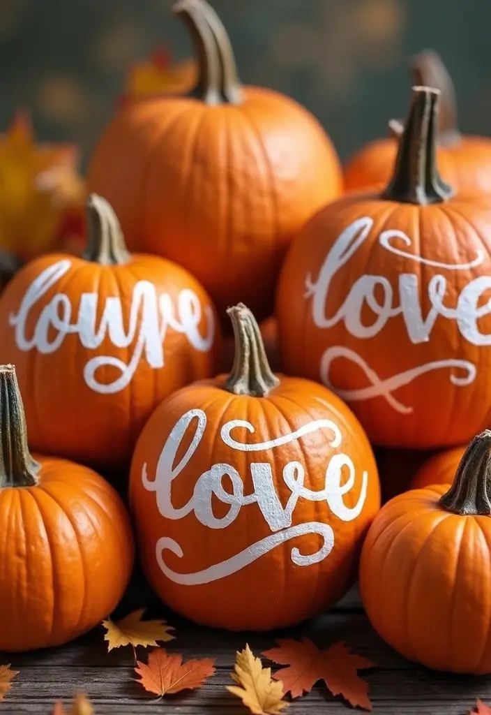 29 Cute Couple Pumpkin Painting Ideas That Are Fun Romantic and Unique - 2. Love-Inspired Messages