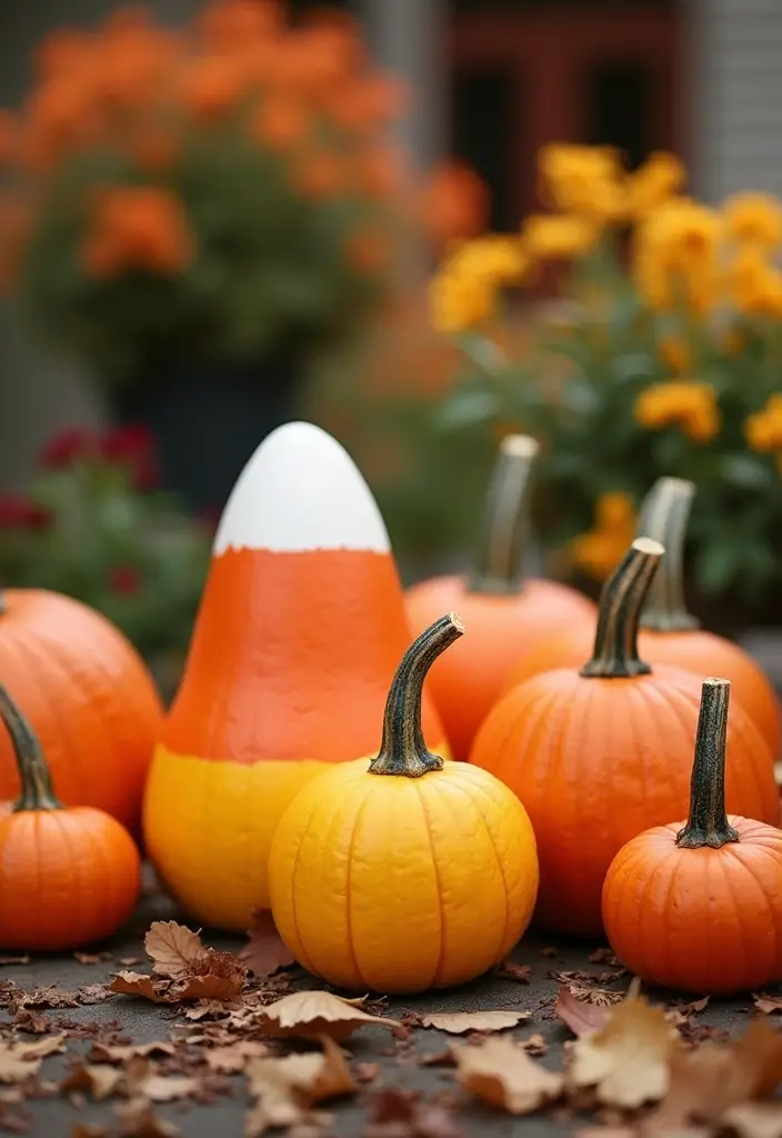 29 Cute Couple Pumpkin Painting Ideas That Are Fun Romantic and Unique - 27. Candy Corn Theme