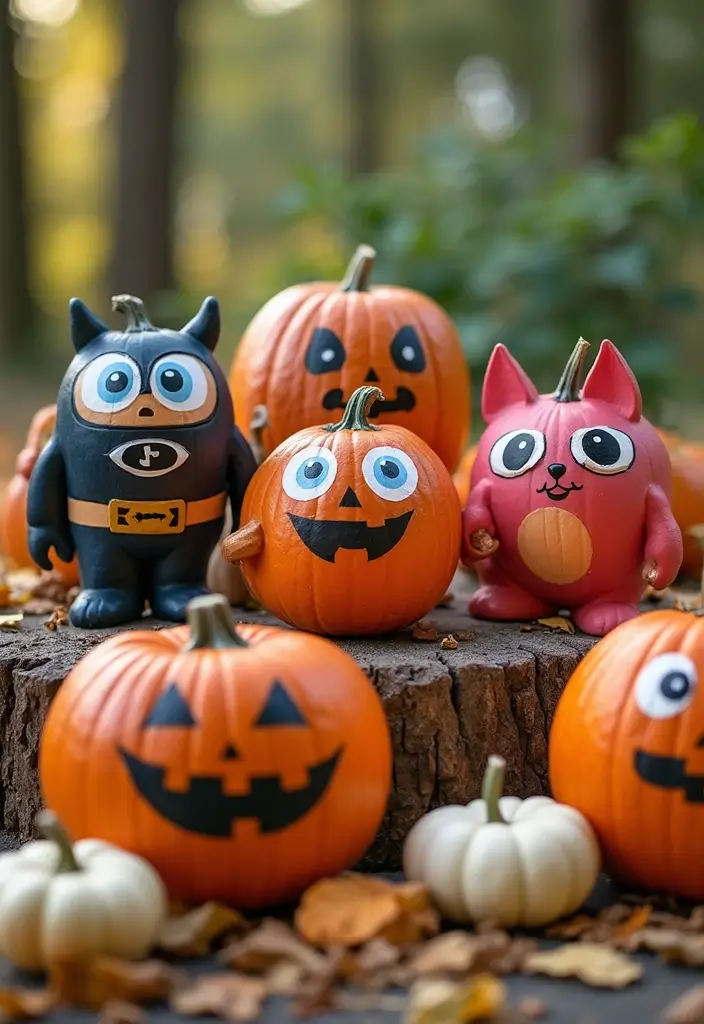 29 Cute Couple Pumpkin Painting Ideas That Are Fun Romantic and Unique - 4. Whimsical Characters