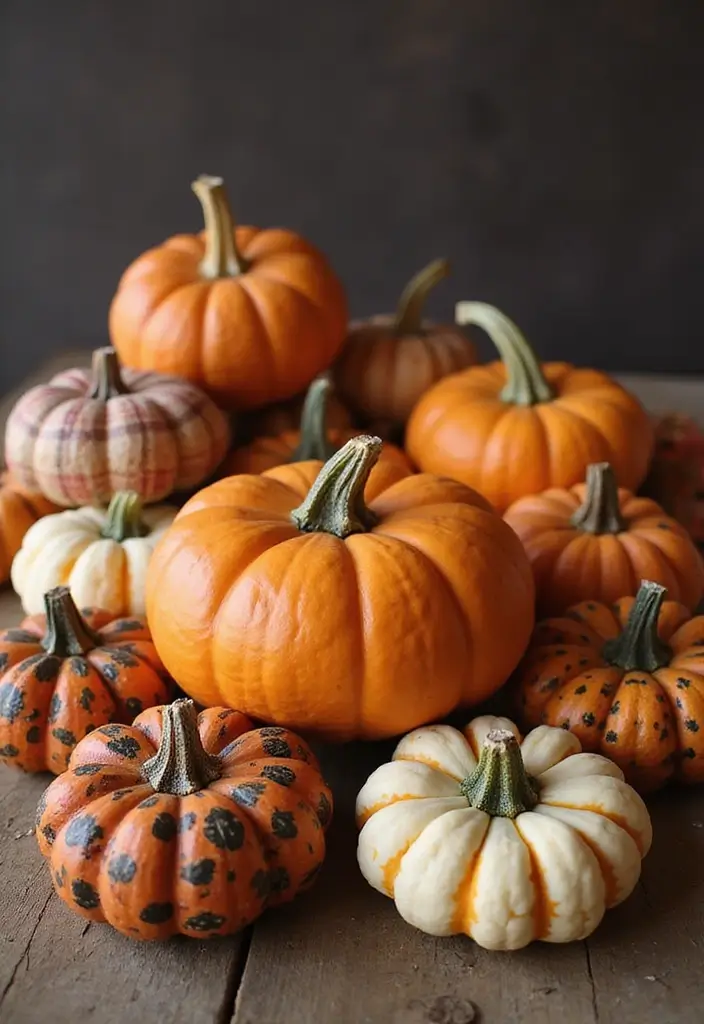 29 Cute Couple Pumpkin Painting Ideas That Are Fun Romantic and Unique - 6. Seasonal Patterns