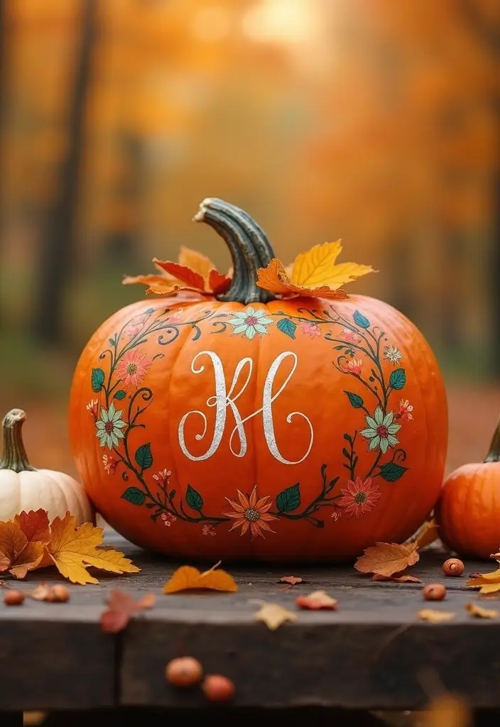 29 Cute Couple Pumpkin Painting Ideas That Are Fun Romantic and Unique - 9. Personalized Initials