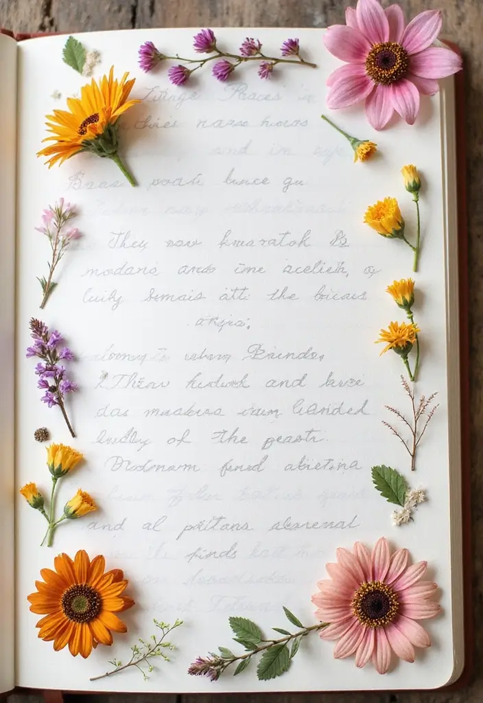 29 Cute Diary Decoration Ideas That Make Writing Fun and Adorable 94 29 Cute Diary Decoration Ideas That Make Writing Fun and Adorable - 18. Nature-Inspired Elements