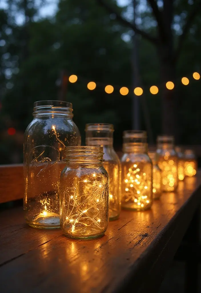 29 DIY Birthday Decoration Ideas That Make Parties Memorable and Colorful - 9. Twinkle Lights in Recycled Containers