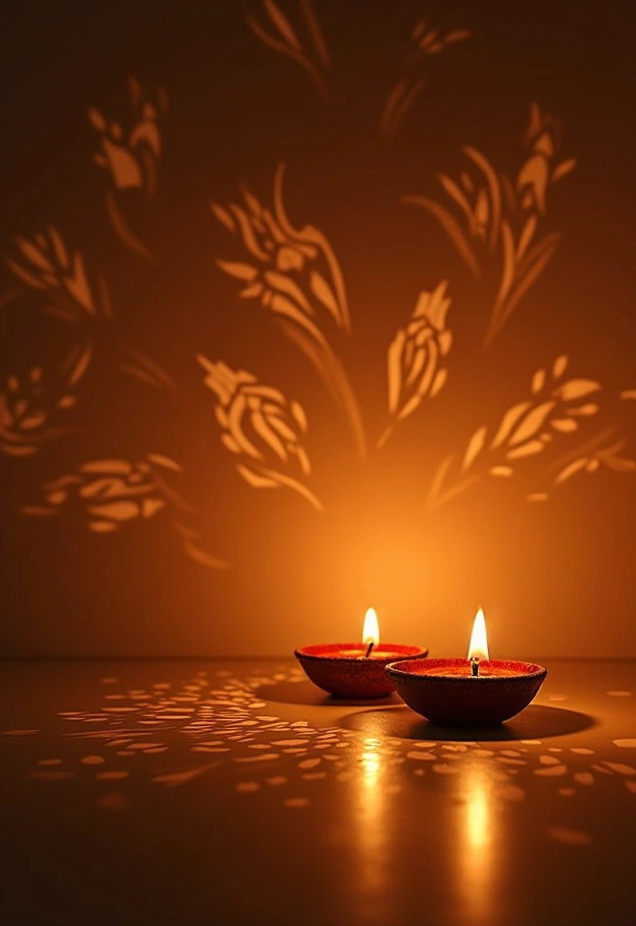 29 DIY Diya Decoration Ideas That Make Your Festive Lamps Shine Bright 71 29 DIY Diya Decoration Ideas That Make Your Festive Lamps Shine Bright - 13. Shadow Play