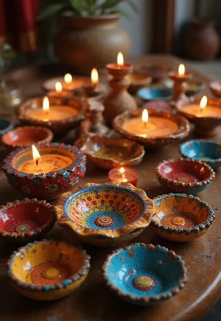29 DIY Diya Decoration Ideas That Make Your Festive Lamps Shine Bright 76 29 DIY Diya Decoration Ideas That Make Your Festive Lamps Shine Bright - 14. Mosaic Masterpieces