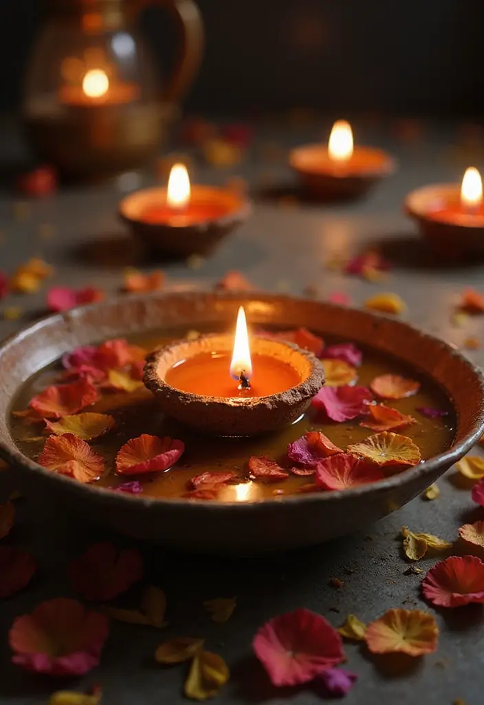 29 DIY Diya Decoration Ideas That Make Your Festive Lamps Shine Bright 98 29 DIY Diya Decoration Ideas That Make Your Festive Lamps Shine Bright - 18. Floating Diya Displays