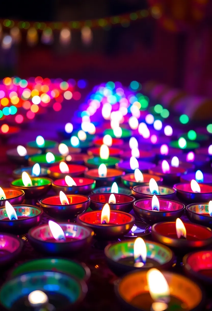 29 DIY Diya Decoration Ideas That Make Your Festive Lamps Shine Bright 162 29 DIY Diya Decoration Ideas That Make Your Festive Lamps Shine Bright - 28. Color-Changing LED Lights