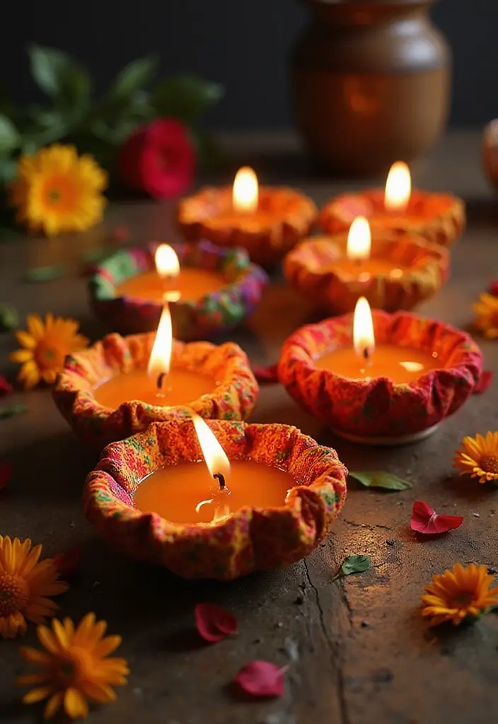 29 DIY Diya Decoration Ideas That Make Your Festive Lamps Shine Bright 18 29 DIY Diya Decoration Ideas That Make Your Festive Lamps Shine Bright - 4. Fabric Fun