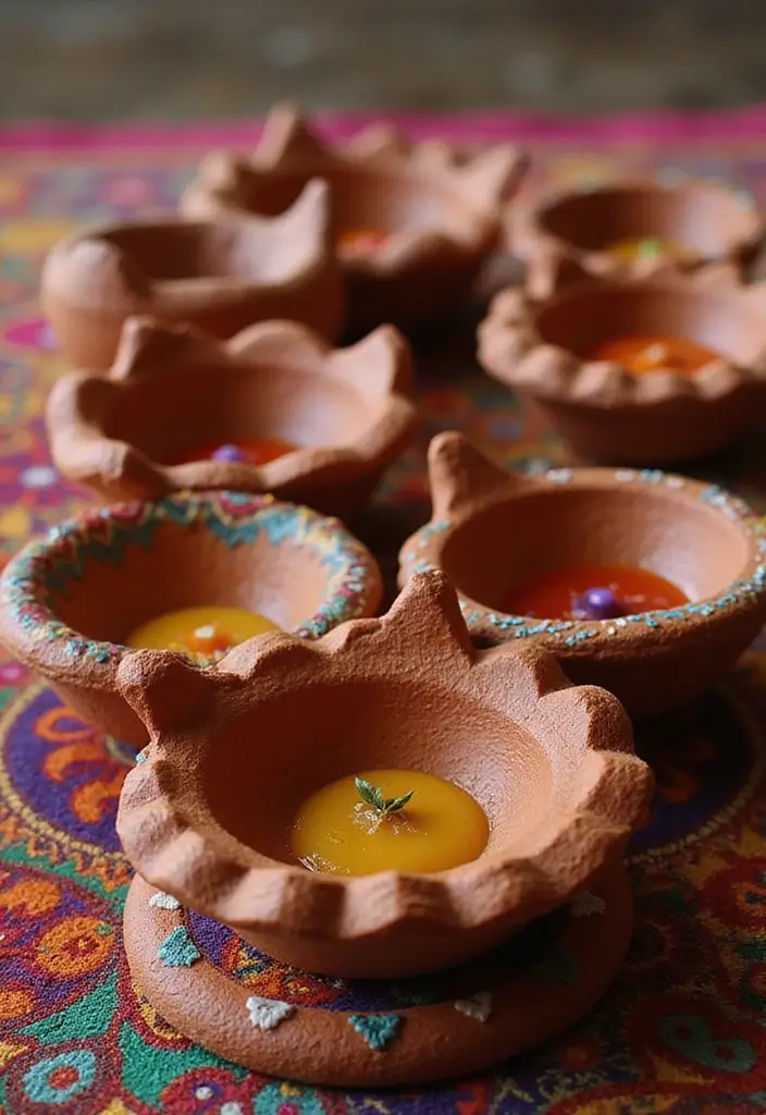 29 DIY Diya Decoration Ideas That Make Your Festive Lamps Shine Bright 38 29 DIY Diya Decoration Ideas That Make Your Festive Lamps Shine Bright - 8. Clay Creations