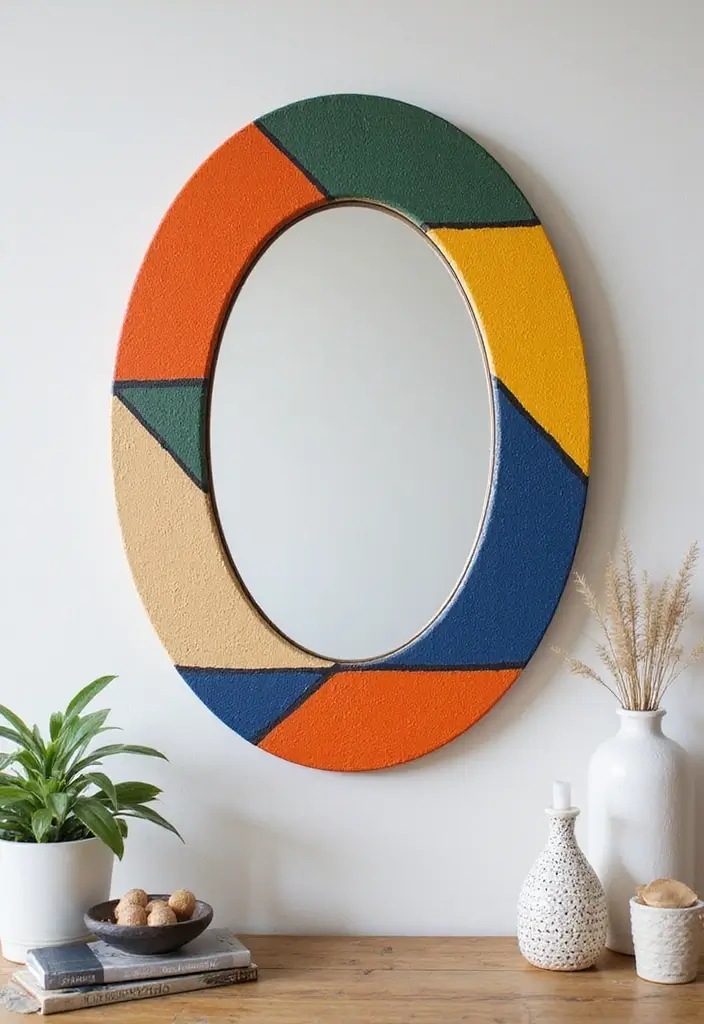 29 DIY Mirror Painting Ideas That Transform Ordinary Mirrors Into Art - 2. Bold Geometric Patterns