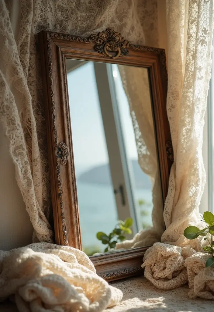 29 DIY Mirror Painting Ideas That Transform Ordinary Mirrors Into Art - 22. Incorporate Textured Fabrics