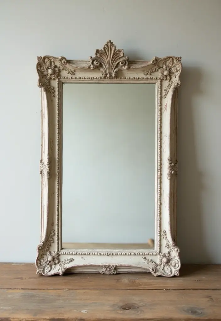 29 DIY Mirror Painting Ideas That Transform Ordinary Mirrors Into Art - 3. Vintage Charm with Distressed Paint