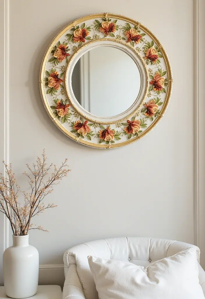 29 DIY Mirror Painting Ideas That Transform Ordinary Mirrors Into Art - 4. Nature-Inspired Floral Paintings