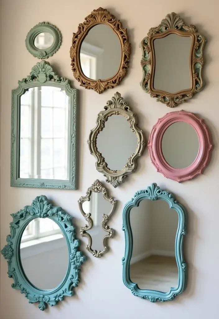 29 DIY Mirror Painting Ideas That Transform Ordinary Mirrors Into Art - 5. Mirror Collage Gallery Wall