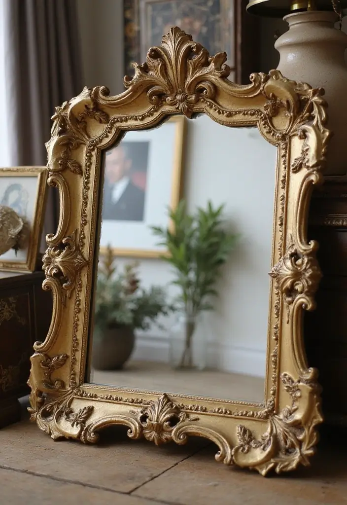29 DIY Mirror Painting Ideas That Transform Ordinary Mirrors Into Art - 6. Elegant Gold Leaf Accents