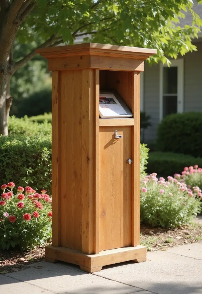 29 DIY Package Drop Box Ideas That Make Receiving Packages Easy - 13. Stand-alone Wooden Pillar Drop Box